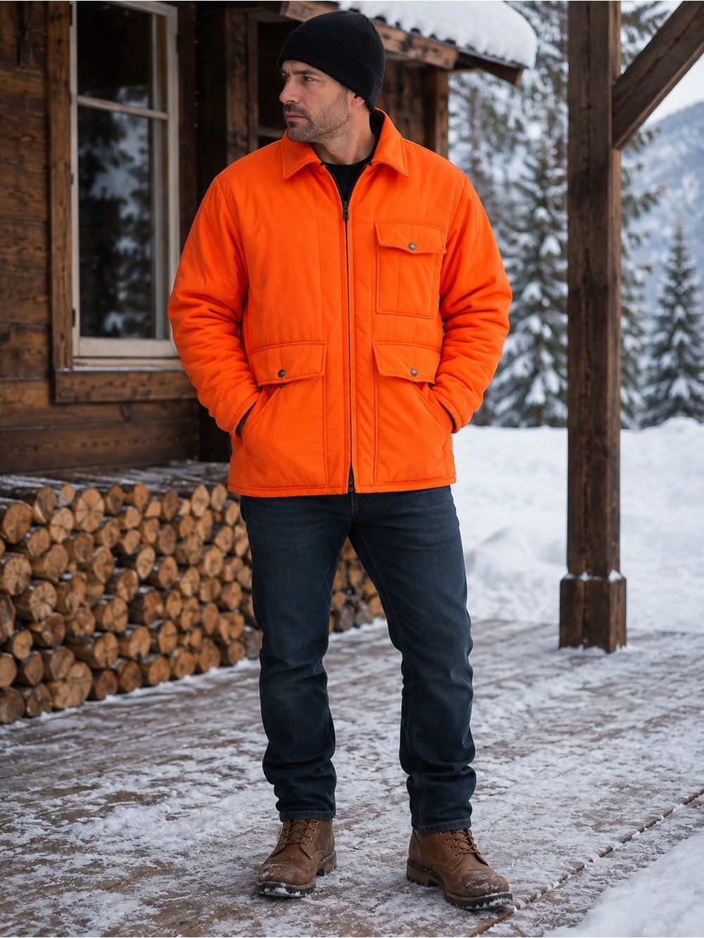 Vintage Saftbak Blaze Orange Hunting Jacket Made USA Insulated Workwear XL